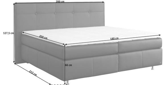 BOXSPRINGBETT Lederlook 180/200 cm INKL. Matratze, Topper - Dunkelbraun/Alufarben, KONVENTIONELL, Textil/Metall (180/200cm) - Dieter Knoll