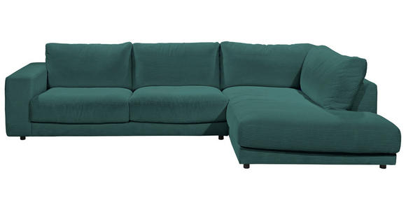 ECKSOFA  in Cord Grün  325/224 cm  - Schwarz/Grün, Design, Kunststoff/Textil (325/224cm) - Hom`in