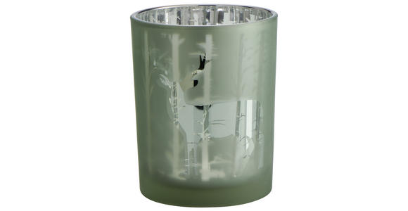 Teelichthalter Baltus D/H: ca. 10,2/12,5cm - Grau/Grün, KONVENTIONELL, Glas (10,2/12,5cm) - Ombra