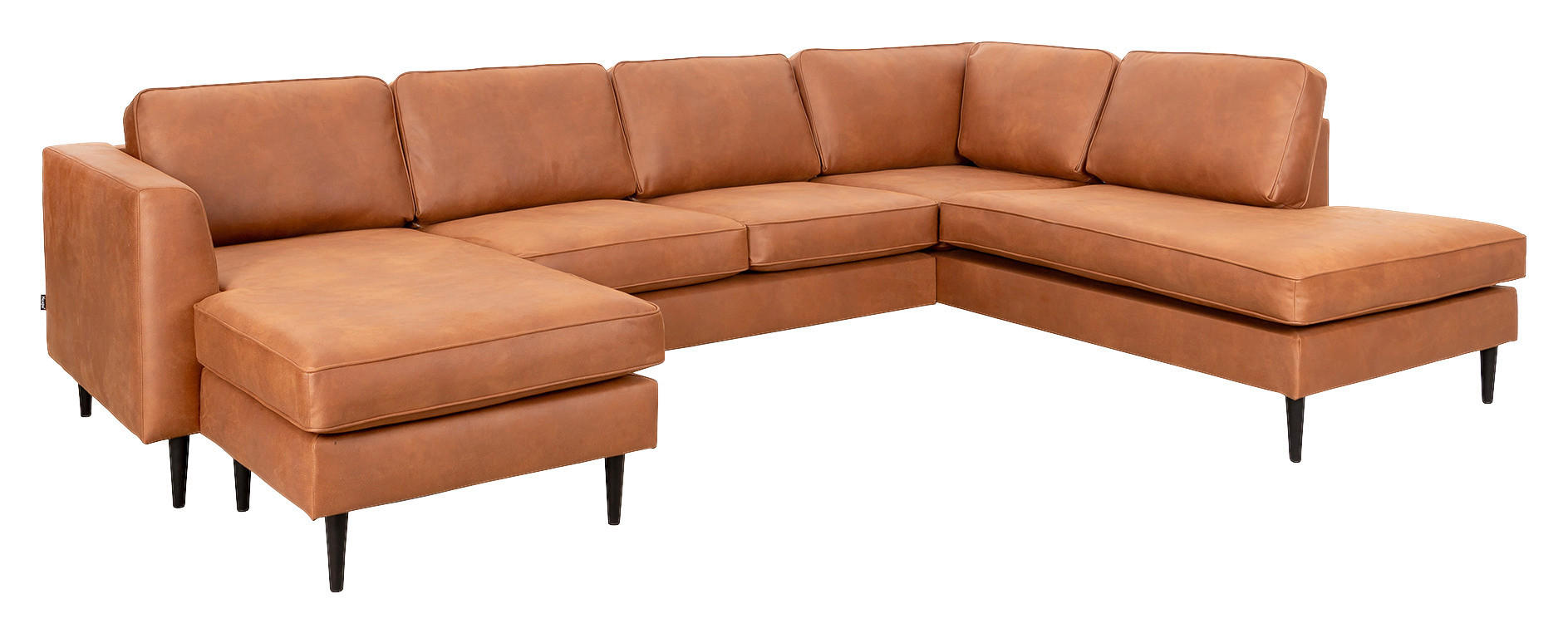 SOFFA i svart, cognacfärgad  - cognacfärgad/svart, Basics, metall/trä (303/210cm) - Pure Home Comfort