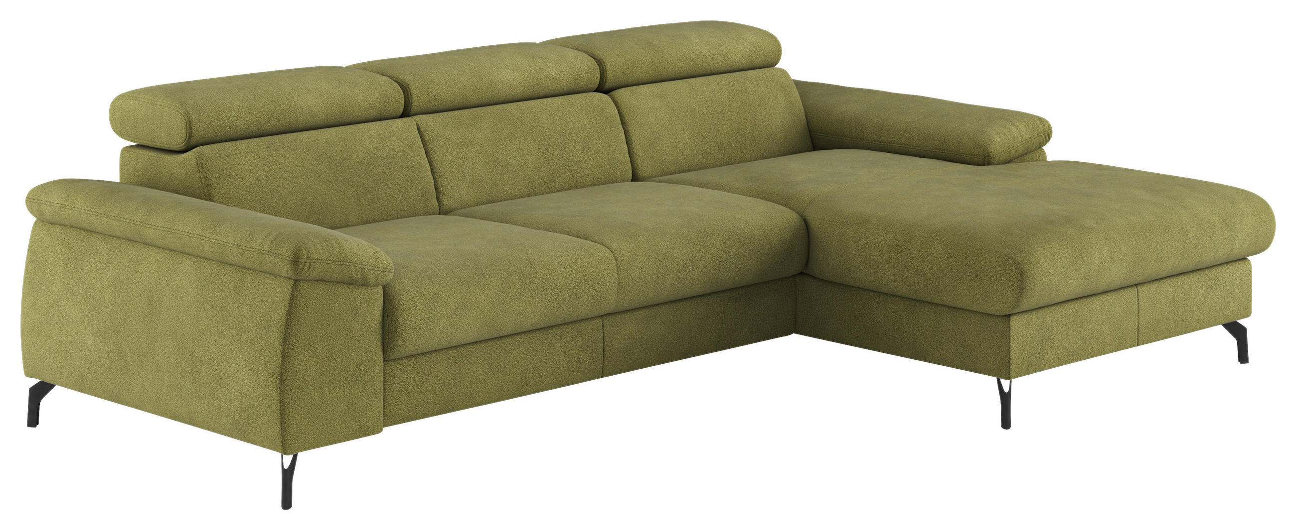 ECKSOFA Grün Webstoff Bettkasten, Schlaffunktion, Kopfteilverstellung, Stauraum  - Schwarz/Grün, Design, Textil/Metall (244/166cm) - Livetastic
