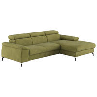 ECKSOFA Grün Webstoff Bettkasten, Schlaffunktion, Kopfteilverstellung, Stauraum  - Schwarz/Grün, Design, Textil/Metall (244/166cm) - Livetastic