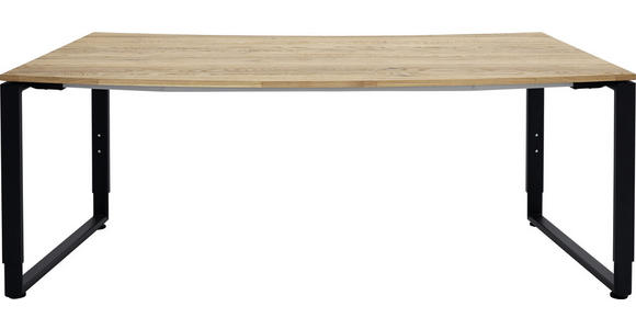 SCHREIBTISCH Eiche massiv Anthrazit, Grau, Eichefarben - Eichefarben/Anthrazit, Design, Holz/Metall (200/80-88,5/68-82cm) - Moderano