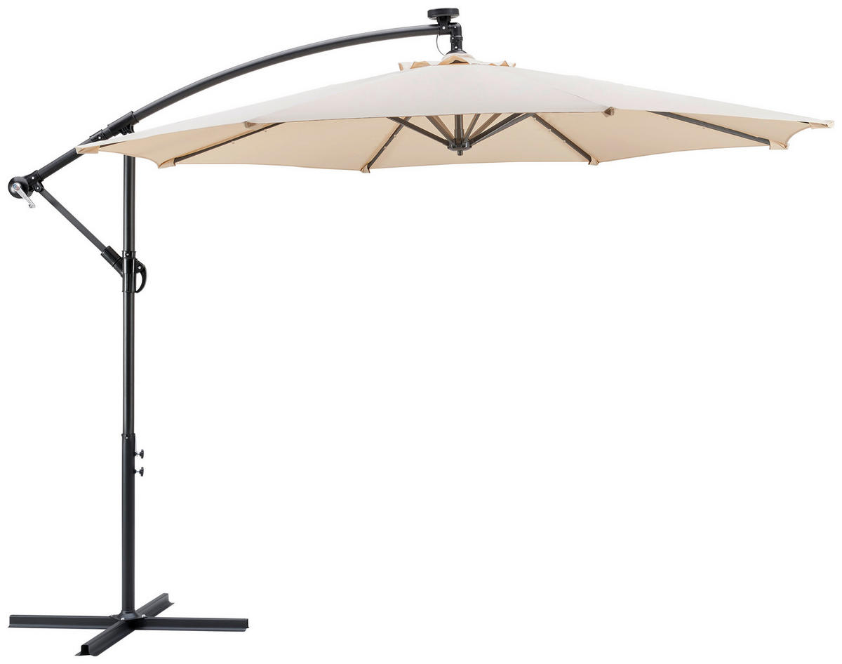 AMPELSCHIRM   - Anthrazit/Beige, ROMANTIK / LANDHAUS, Textil/Metall (300/245cm) - Ambia Garden