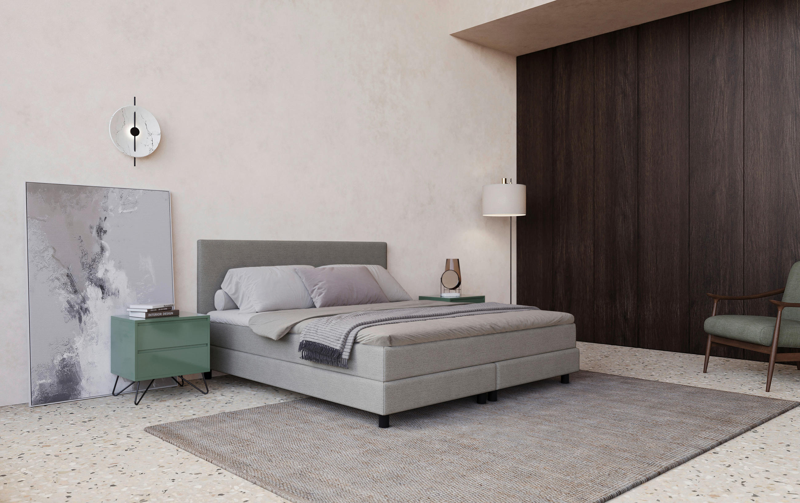 BOXBETT 140/200 cm  in Hellgrau  - Hellgrau/Schwarz, MODERN, Holz/Holzwerkstoff (140/200cm) - MID.YOU