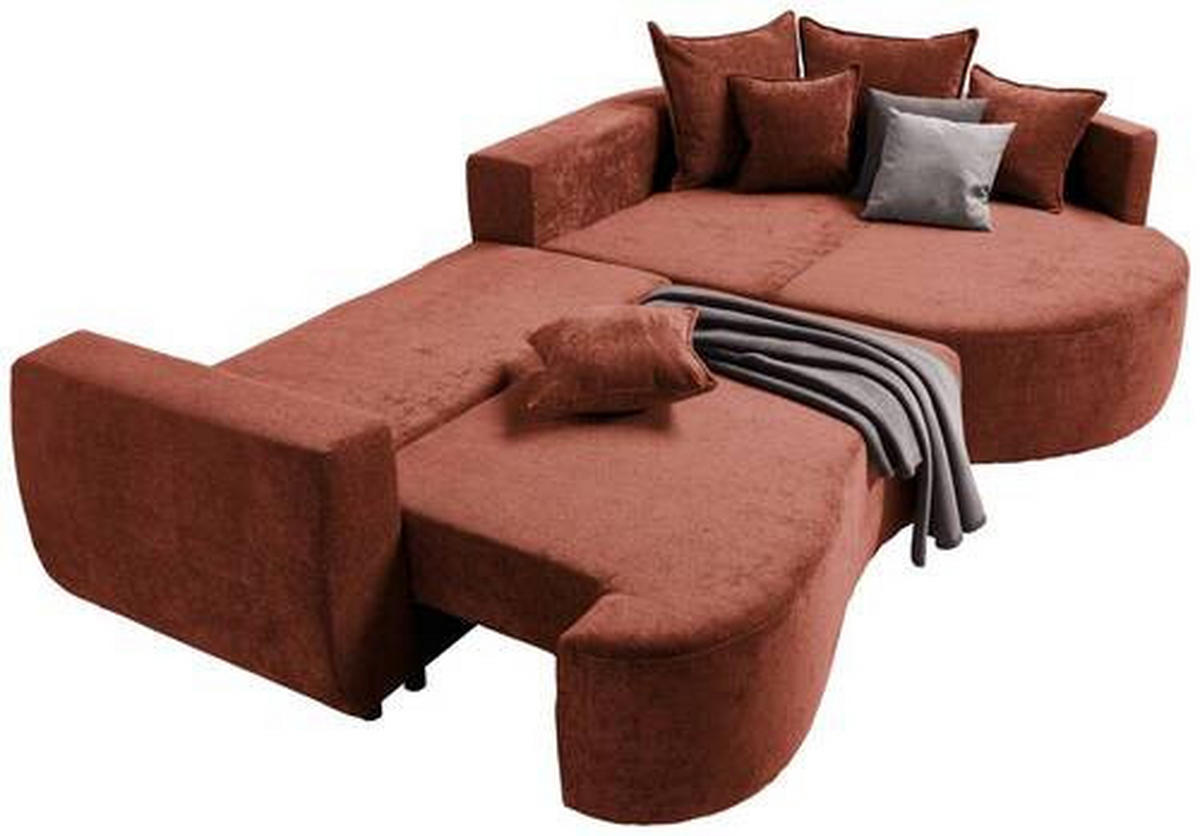 ECKSOFA in Chenille Rotbraun  - Rotbraun/Schwarz, Design, Kunststoff/Textil (307/194cm) - Carryhome