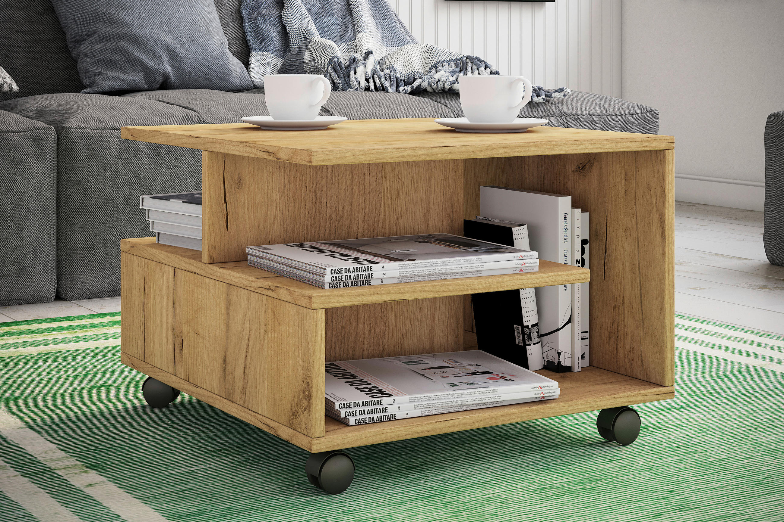 COUCHTISCH in Holzwerkstoff 50/50/40 cm  - Honigeiche, Design, Holzwerkstoff/Kunststoff (50/50/40cm) - MID.YOU