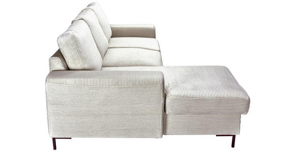 ECKSOFA Naturfarben Cord Rückenkissen, Bettkasten, Schlaffunktion, Rücken echt, Liegefläche im Originalstoff  - Schwarz/Naturfarben, KONVENTIONELL, Textil/Metall (150/240cm) - Carryhome