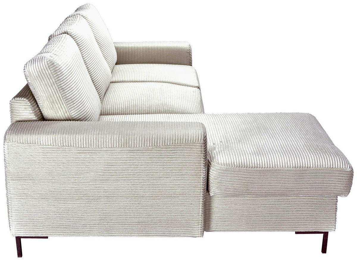 ECKSOFA Naturfarben Cord Rückenkissen, Bettkasten, Schlaffunktion, Rücken echt, Liegefläche im Originalstoff  - Schwarz/Naturfarben, KONVENTIONELL, Textil/Metall (150/240cm) - Carryhome