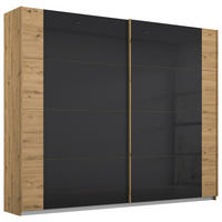 SCHWEBETÜRENSCHRANK Anthrazit, Eiche Artisan  - Anthrazit/Eiche Artisan, Modern, Glas/Holzwerkstoff (225/210/62cm) - Rauch Möbel