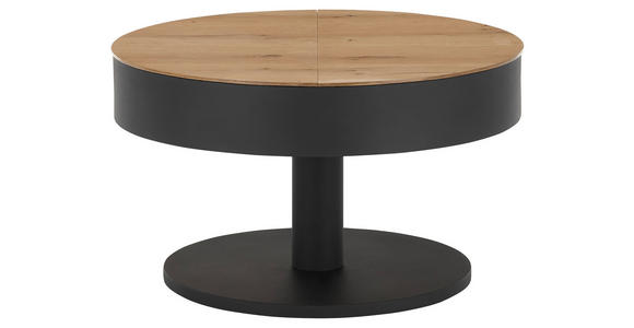 COUCHTISCH Eiche furniert 79/79/46 cm rund Schwarz, Eichefarben - Eichefarben/Schwarz, Design, Holz/Holzwerkstoff (79/79/46cm) - Novel