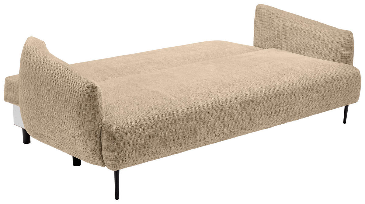 SCHLAFSOFA in Chenille Hellbraun  - Hellbraun/Schwarz, Konventionell, Textil/Metall (228/75/98cm) - Carryhome