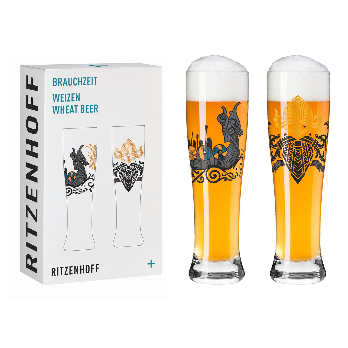 GLÄSERSET Brauchzeit 2-teilig  - Transparent/Goldfarben, Trend, Glas (7,5/25,4cm) - Ritzenhoff