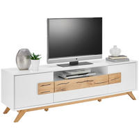 MEDIABÄNK i massiv ek vit, ekfärgad  - vit/ekfärgad, Design, trämaterial/trä (178/53,6/40cm) - Xora
