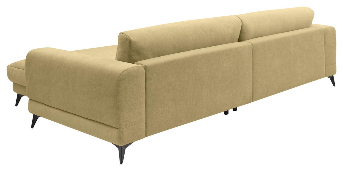ECKSOFA Limette Chenille  - Limette/Schwarz, KONVENTIONELL, Textil/Metall (292/194cm) - SetOne by Musterring