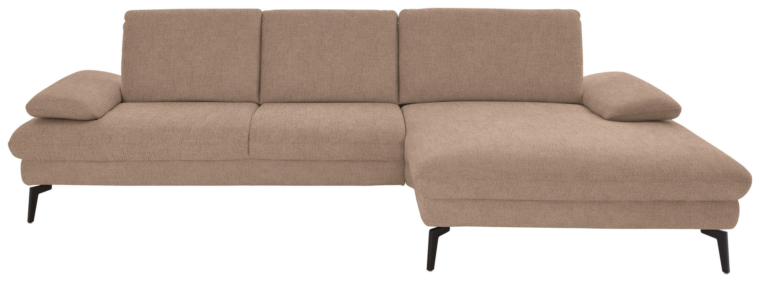 ECKSOFA in Chenille, Mikrofaser Sandfarben  - Sandfarben/Schwarz, Design, Textil/Metall (299/157cm) - Dieter Knoll