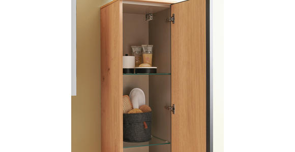 MIDISCHRANK 35/125/37 cm  - Eichefarben/Schwarz, MODERN, Glas/Holzwerkstoff (35/125/37cm) - Dieter Knoll