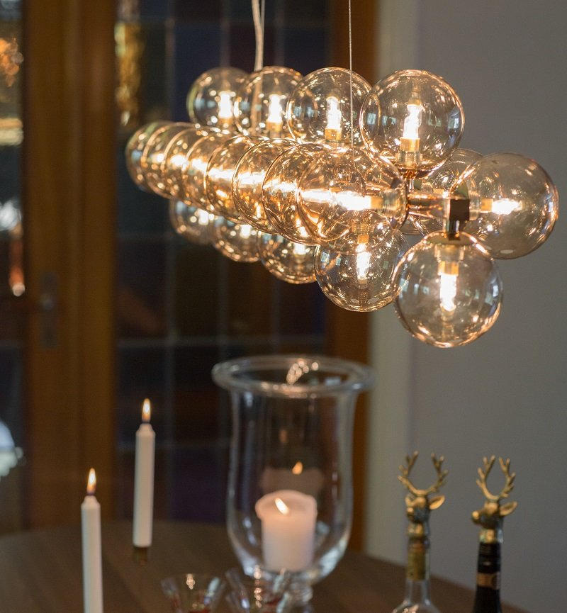 HÄNGELEUCHTE SPLENDOR BAR 124/120 cm   - Bernsteinfarben, Design, Glas/Metall (124/120cm) - By Rydéns