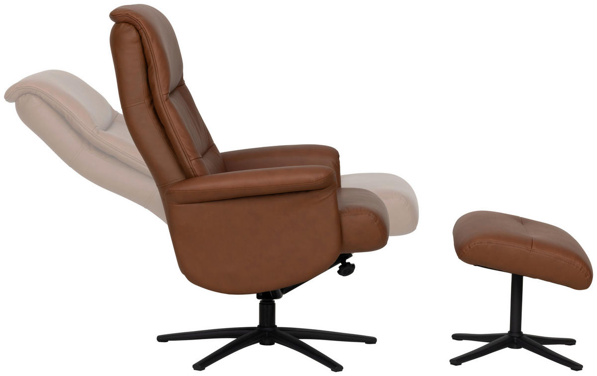 RELAXSESSELSET Lederlook Echtleder    - Schwarz/Kupferfarben, Design, Leder/Textil (76/107/79cm) - Livetastic