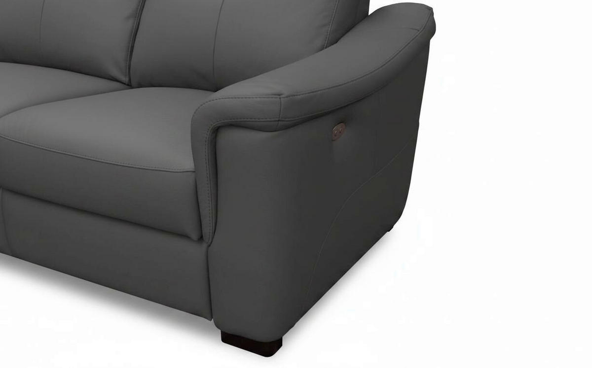 ECKSOFA Lederlook Echtleder Anthrazit  - Wengefarben/Anthrazit, Design, Leder/Holz (229/260cm) - Livetastic