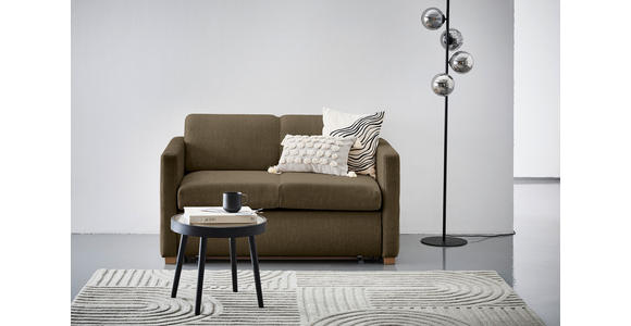 SCHLAFSOFA Flachgewebe Olivgrün  inkl. Bettkasten, Schlaffunktion, Rücken echt  - Buchefarben/Naturfarben, KONVENTIONELL, Holz/Textil (144/81/97,5cm) - Carryhome