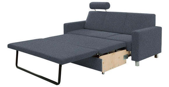 3-SITZER-SOFA in Flachgewebe Blau  - Chromfarben/Blau, Design, Textil/Metall (195/83/85cm) - Xora