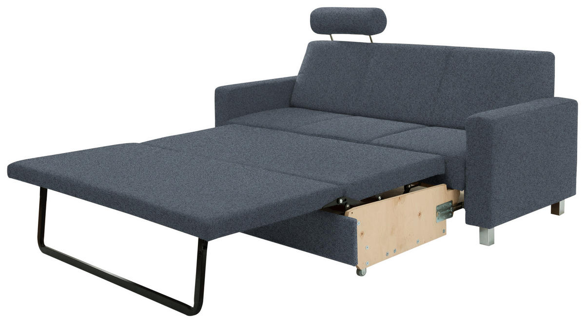 3-SITZER-SOFA Flachgewebe Blau  - Chromfarben/Blau, Design, Textil/Metall (195/83/85cm) - Xora