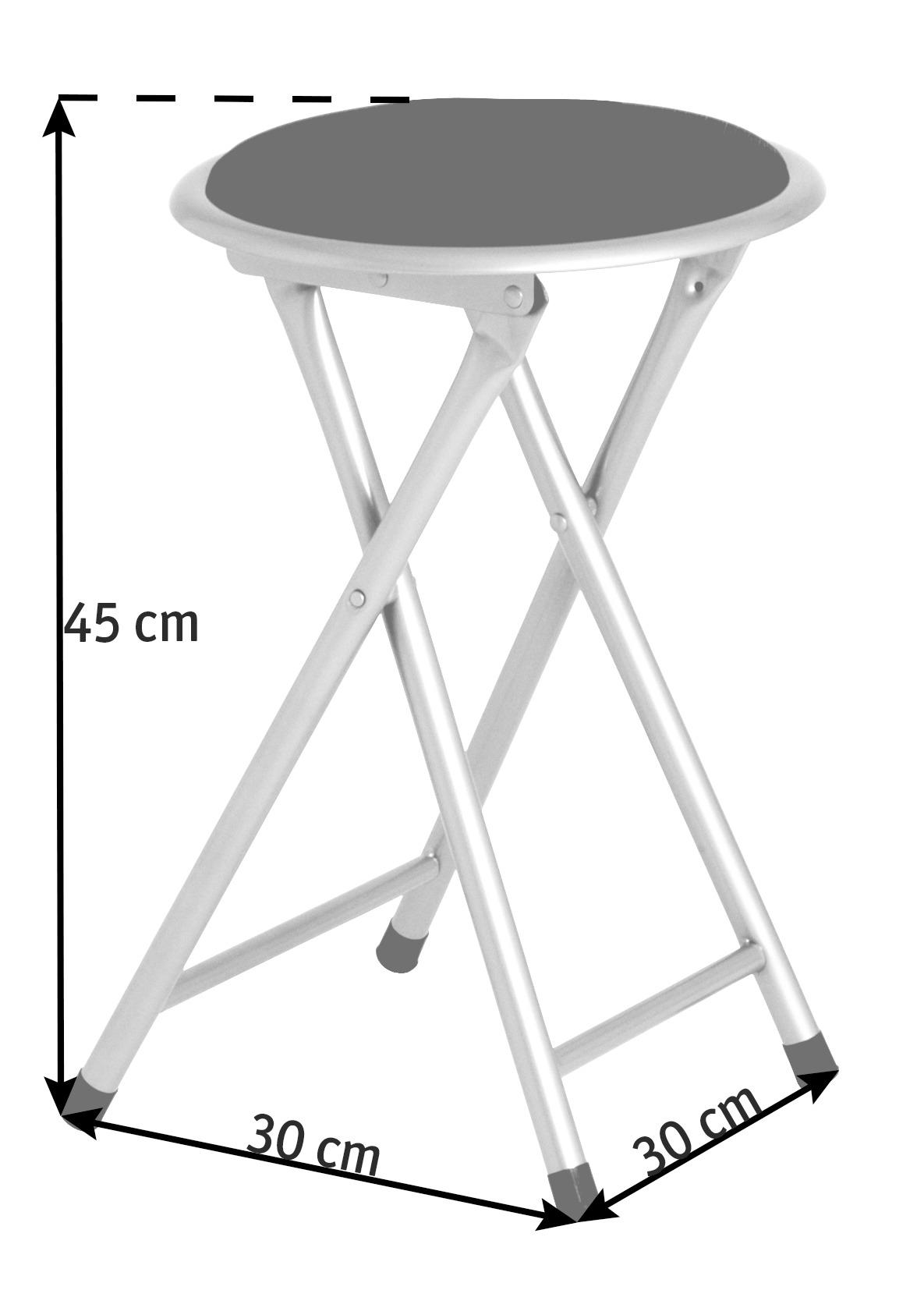ZLOŽLJIV TABURE, kovina, tekstil črna, barve aluminija - črna/barve aluminija, Design, kovina/tekstil (30/45/30cm) - Carryhome