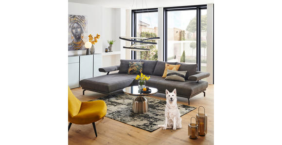 ECKSOFA  in Mikrofaser Anthrazit  224/305 cm  - Anthrazit/Schwarz, Design, Textil/Metall (224/305cm) - Dieter Knoll