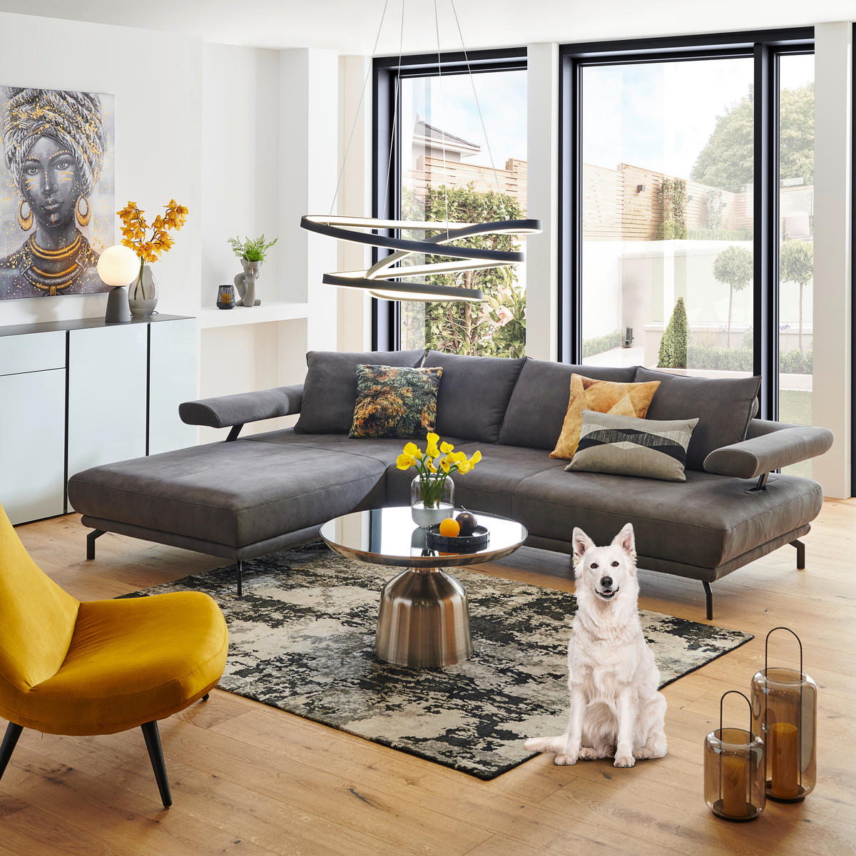 ECKSOFA inkl.Funktionen Anthrazit Mikrofaser  - Anthrazit/Schwarz, Design, Textil/Metall (224/305cm) - Dieter Knoll