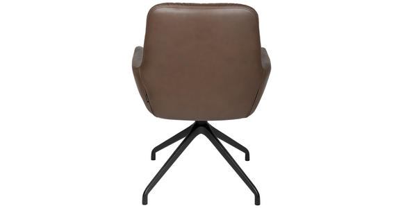 ARMLEHNSTUHL  in Aluminium, Eisen Echtleder pigmentiert  - Schwarz/Braun, Design, Leder/Metall (64/89/65cm) - Dieter Knoll