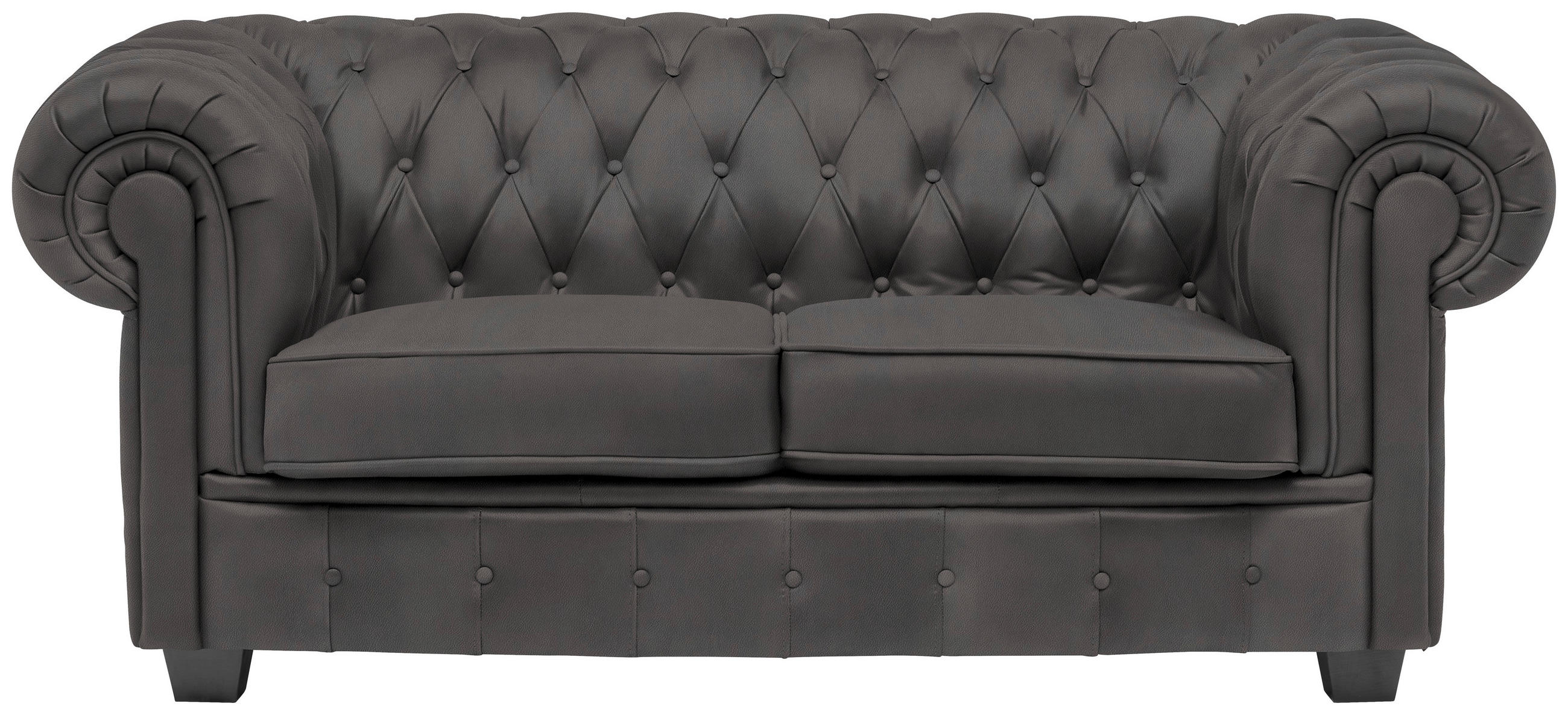 CHESTERFIELD SOFA tamnosiva  - tamnosiva/vendž, Lajfstajl, tekstil/drvo (180/76,5/96cm) - Landscape