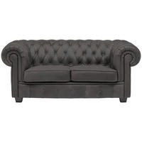 CHESTERFIELD SOFA tamnosiva  - tamnosiva/vendž, Lajfstajl, tekstil/drvo (180/76,5/96cm) - Landscape