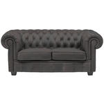 CHESTERFIELD-SOFA in Lederlook Dunkelgrau  - Wengefarben/Dunkelgrau, LIFESTYLE, Holz/Textil (180/76,5/96cm) - Landscape