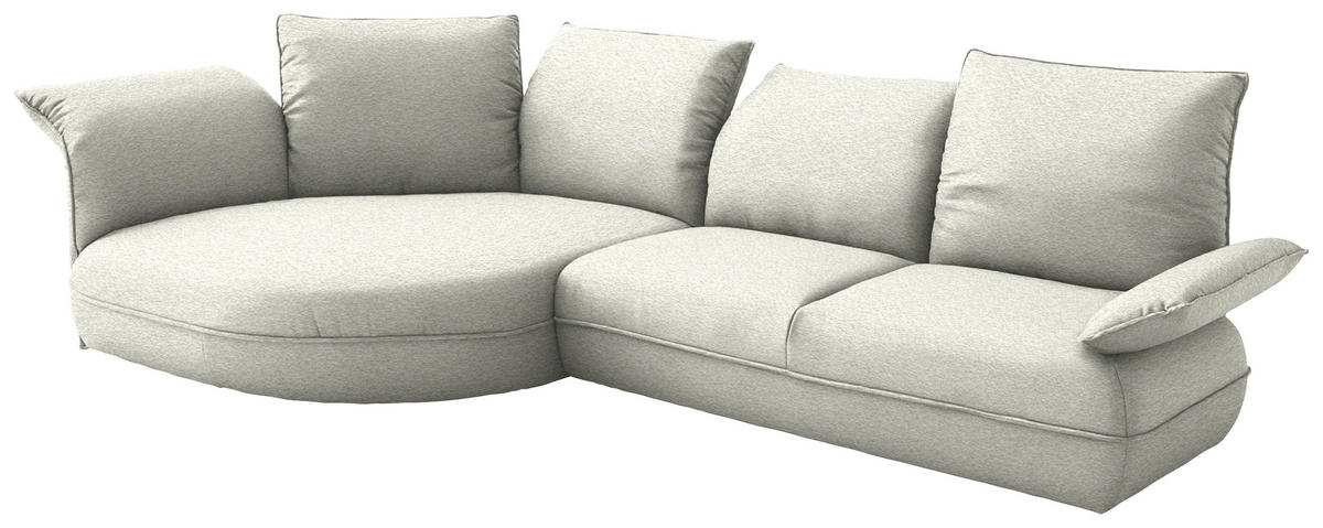 ECKSOFA Chenille Creme  - Creme/Schwarz, Design, Kunststoff/Textil (154/343cm) - Koinor