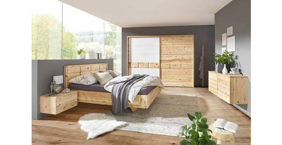 SCHWEBETÜRENSCHRANK in Weiß, Zirbelkieferfarben - Zirbelkieferfarben/Weiß, Natur, Glas/Holz (300/225/65cm) - Valnatura