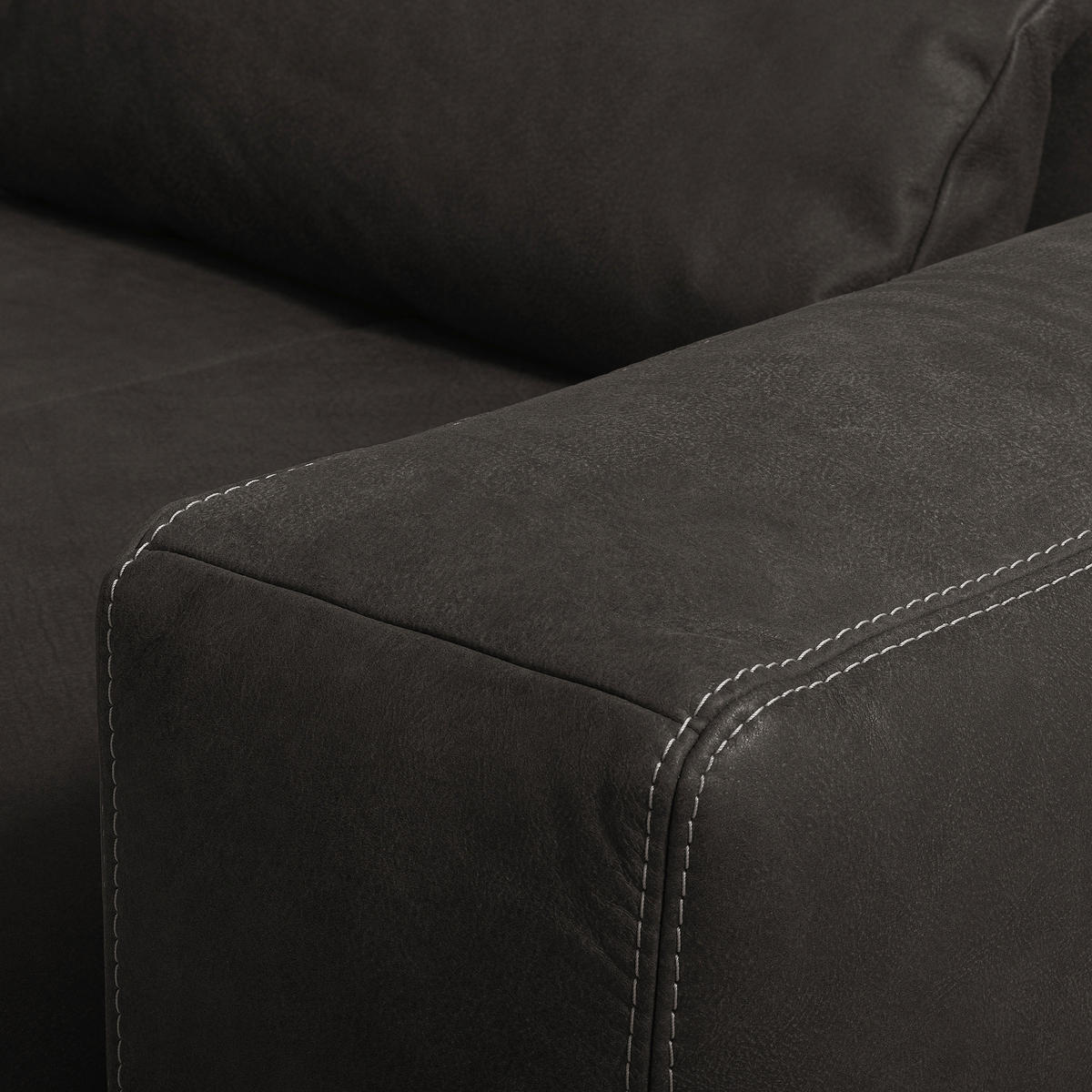 2-SITZER-SOFA  in Echtleder Dunkelgrau   - Dunkelgrau/Beige, Design, Leder/Kunststoff (240/85/123cm) - Livetastic