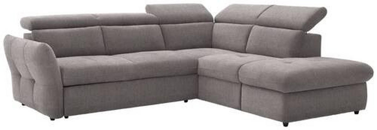 ECKSOFA in Velours Hellgrau  254/224 cm  - Hellgrau/Schwarz, Design, Kunststoff/Textil (254/224cm) - Stylife