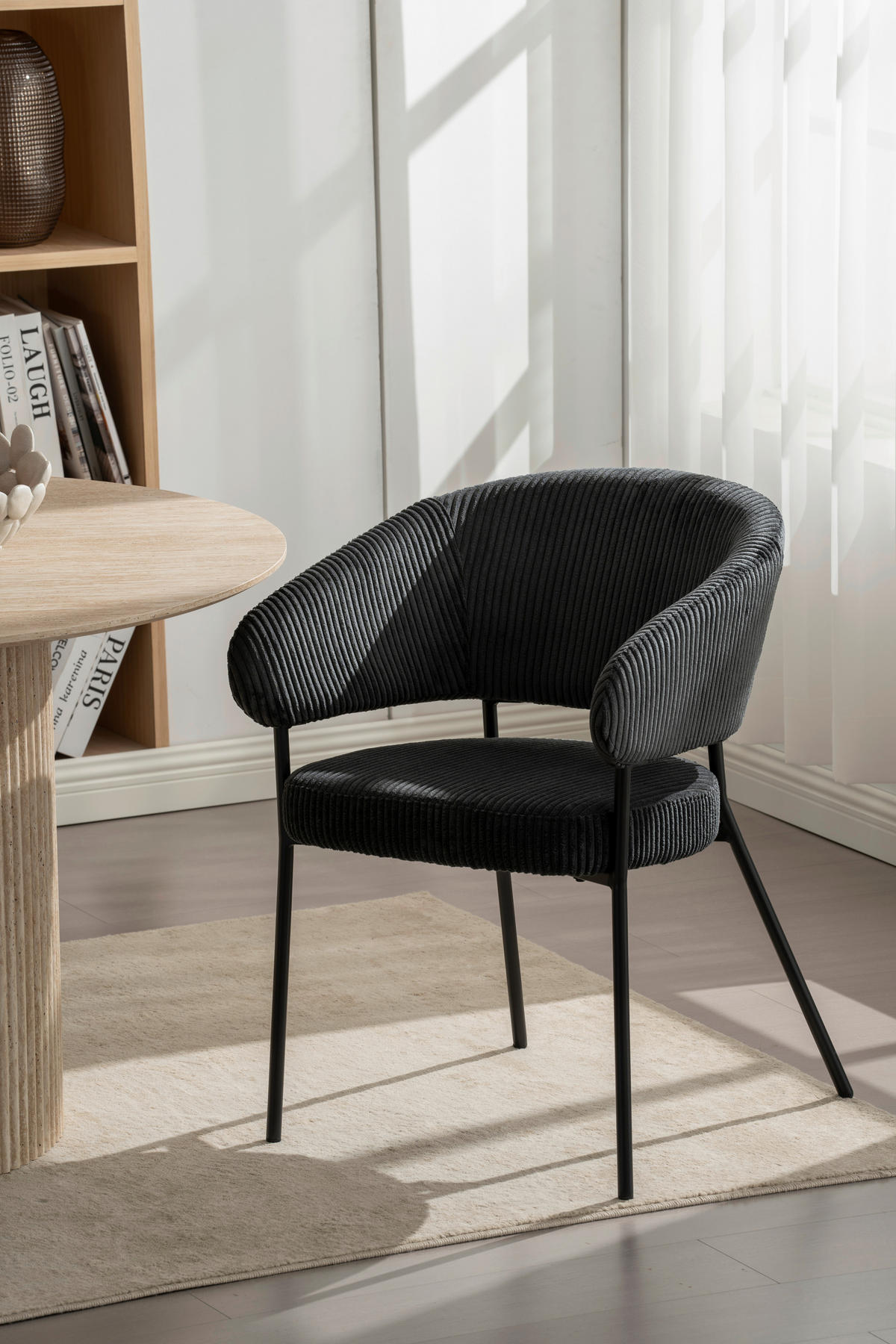 ARMLEHNSTUHL  in Eisen Cord  - Schwarz, LIFESTYLE, Holz/Textil (60/81/60cm) - Livetastic