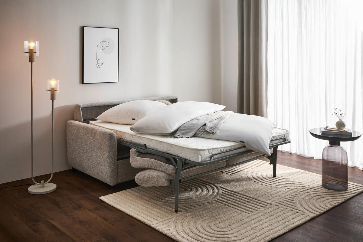 ZOFA S POSTELJNO FUNKCIJO,  siva tekstil  - črna/siva, Design, tekstil (184/91/99cm) - Xora