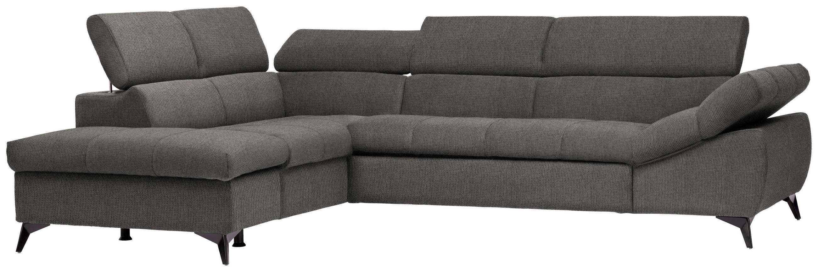 ECKSOFA in Mikrofaser Grau  - Schwarz/Grau, Design, Kunststoff/Textil (210/279cm) - Livetastic