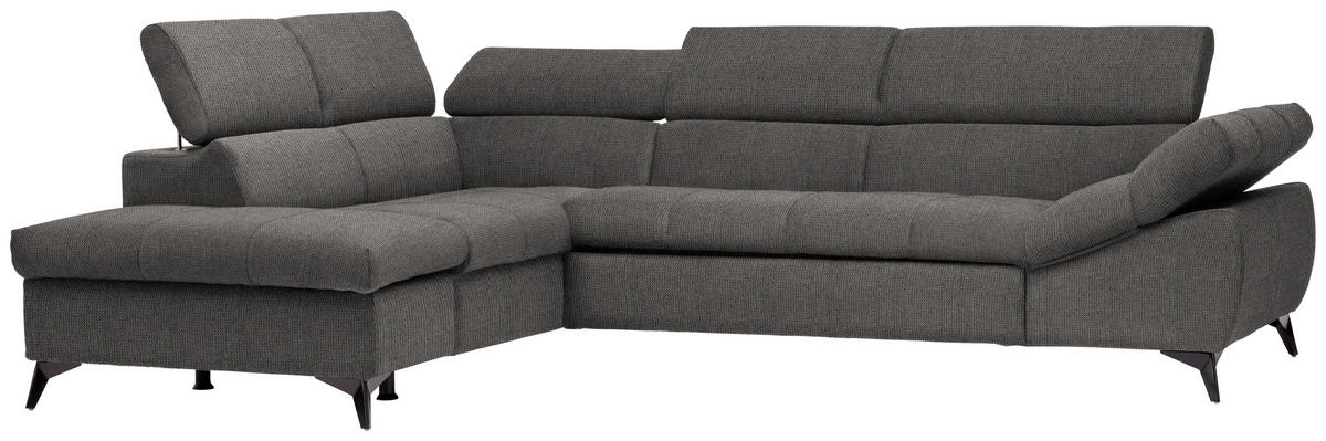 ECKSOFA in Mikrofaser Grau  - Schwarz/Grau, Design, Kunststoff/Textil (210/279cm) - Livetastic