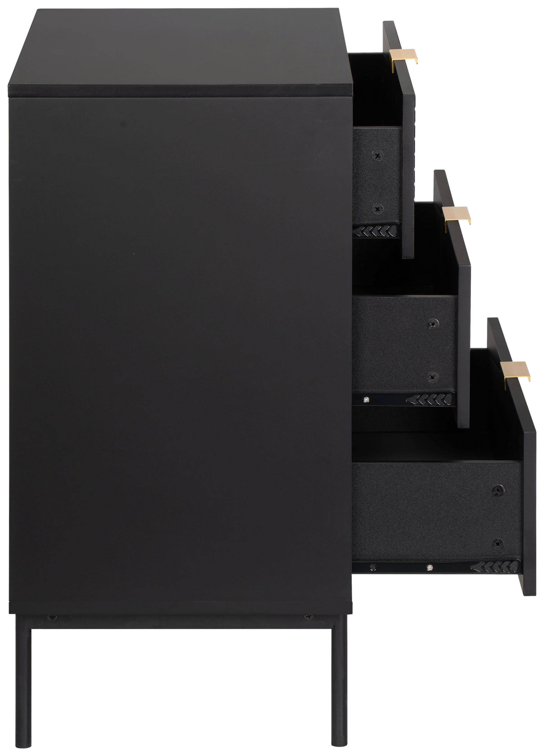 COMODĂ 80/80/40 cm  - auriu/negru, Design, metal/material pe bază de lemn (80/80/40cm) - Livetastic