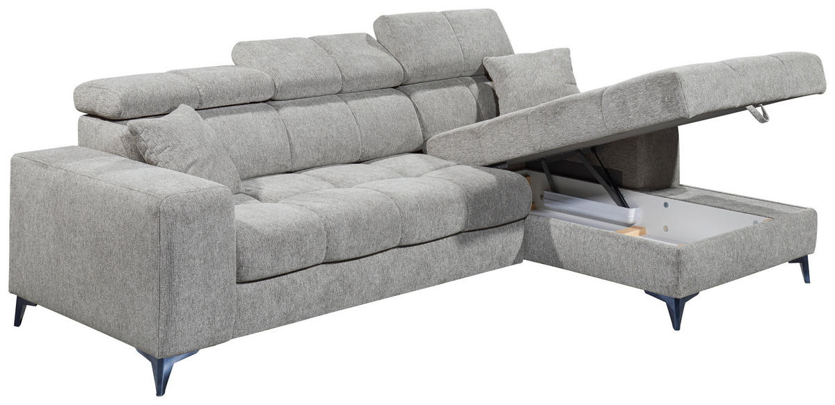 KUTNA GARNITURA tekstil  svijetlo siva   - svijetlo siva/crna, Konvencionalno, tekstil/plastika (268/172cm) - MID.YOU