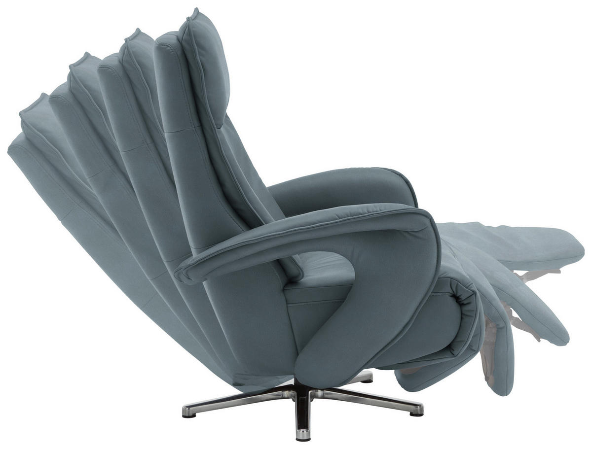 RELAXSESSEL in Leder Grau  - Chromfarben/Grau, Design, Leder/Metall (77/110/87cm) - Valdera