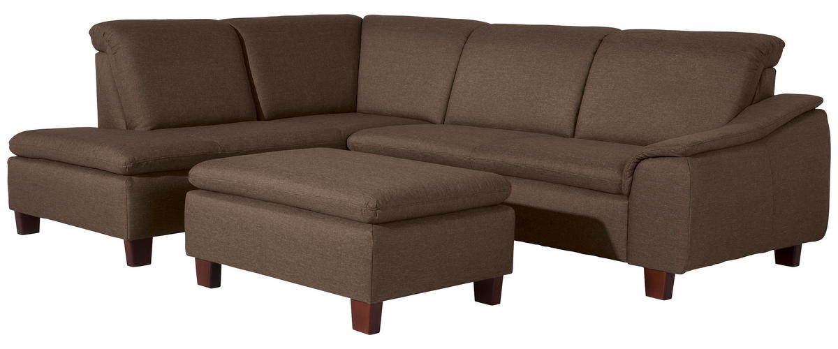 ECKSOFA in Flachgewebe Sahara  - Nussbaumfarben/Sahara, Design, Holz/Textil (247/187cm) - Max Winzer