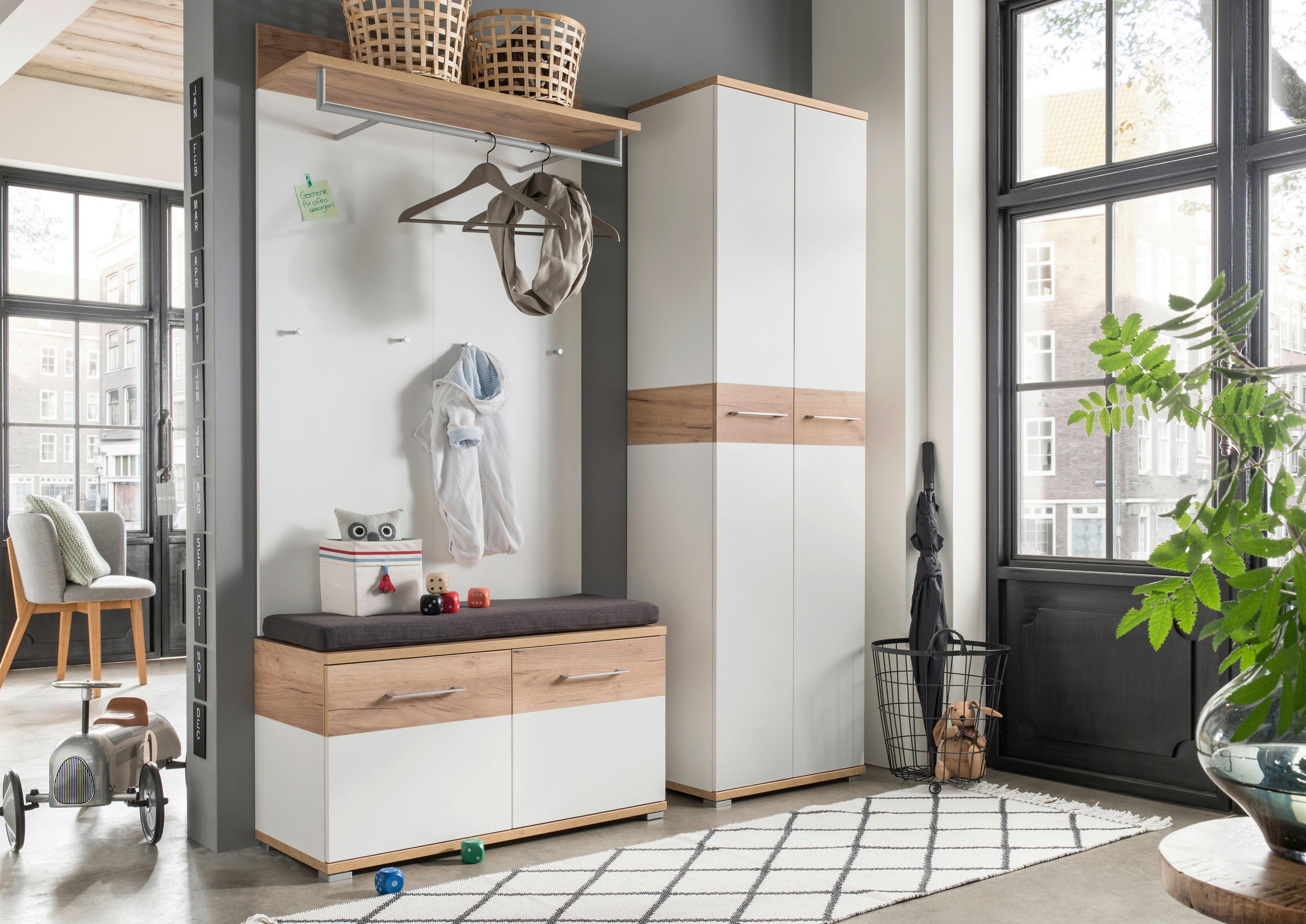 GARDEROBENSCHRANK 59/199/40 cm  - Eichefarben/Alufarben, MODERN, Holzwerkstoff/Metall (59/199/40cm) - Germania