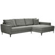 ECKSOFA Grau Velours  - Schwarz/Grau, Design, Textil/Metall (283/174cm) - Xora