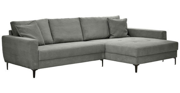 ECKSOFA Grau Velours  - Schwarz/Grau, Design, Textil/Metall (283/174cm) - Xora