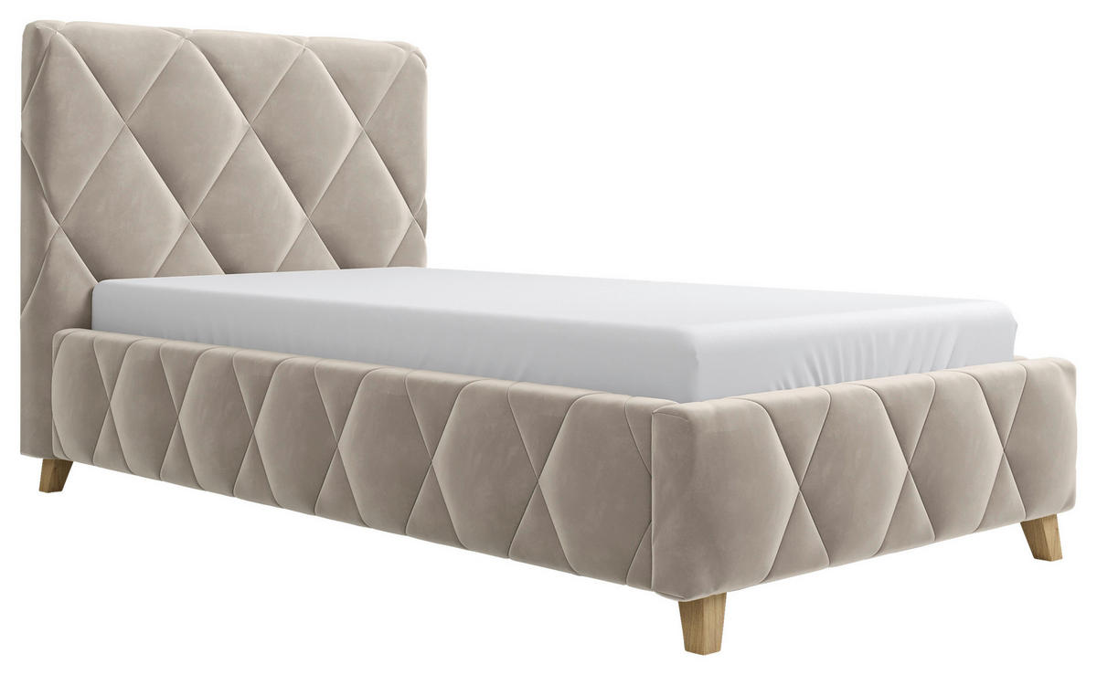 POLSTERBETT gepolstertes Kopfteil, Lattenrost, Bettkasten 100/200 cm  in Cappuccino  - Cappuccino, MODERN, Holz/Textil (100/200cm) - MID.YOU